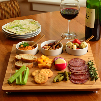 Bamboo Charcuterie Board with Serving Bowls 